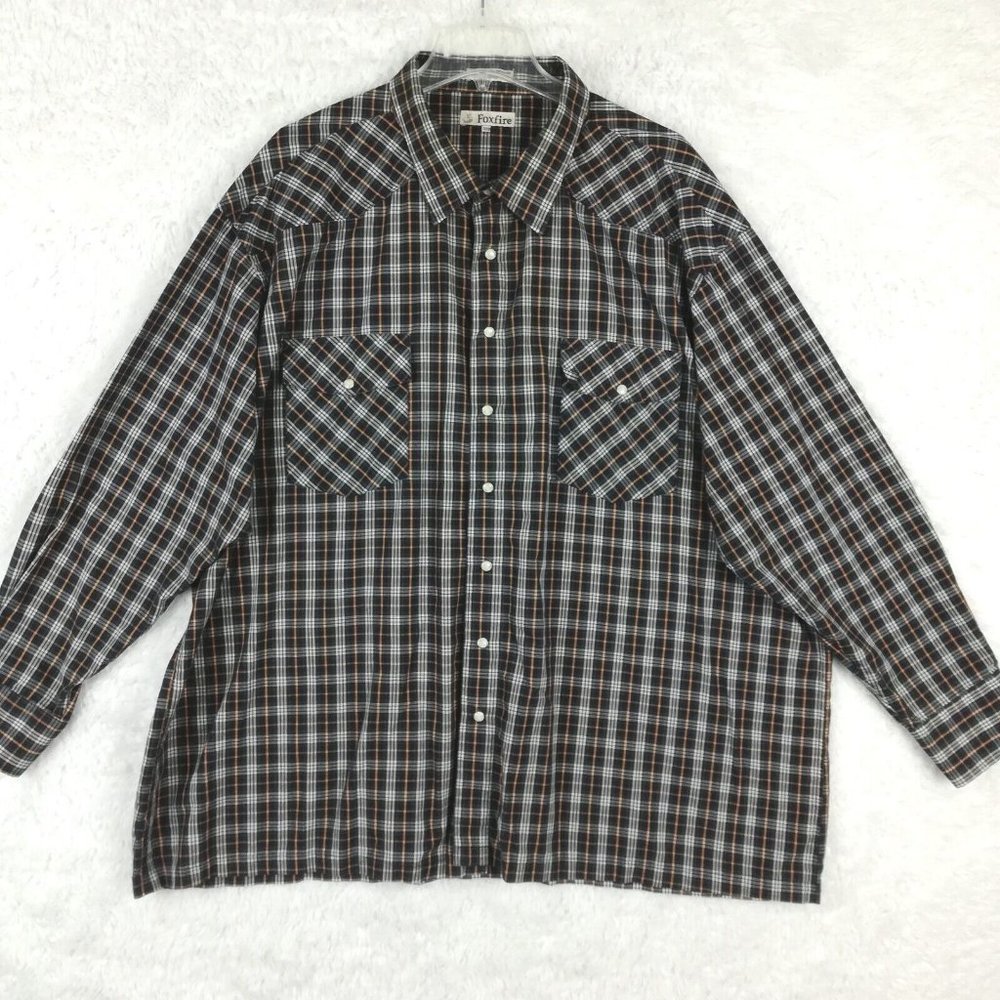 Fox Fire Mens Shirt Western Button Down Long Sleeve Pearl‎ Snaps Blue Big 3XB